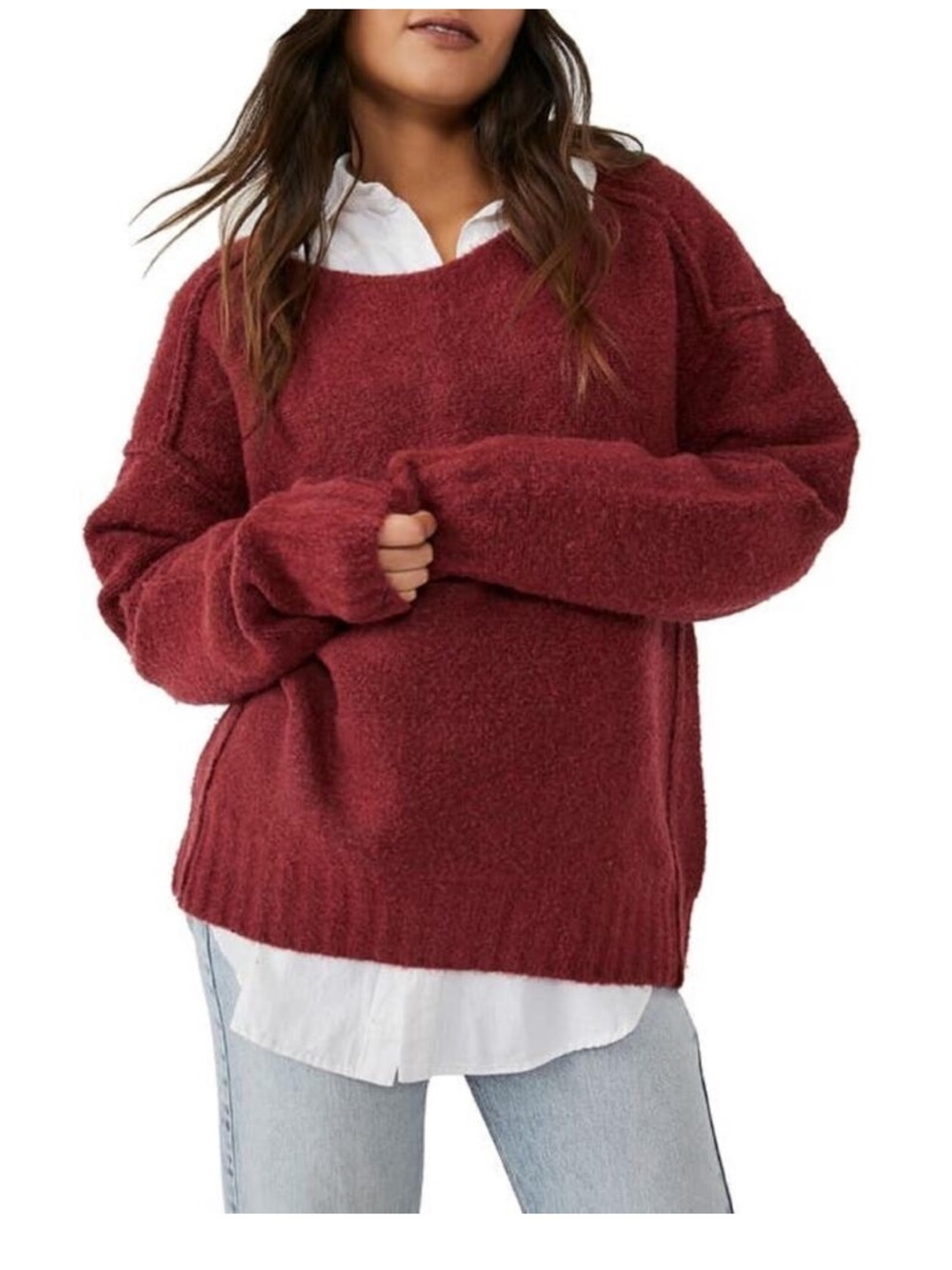 Free People Eastwood Tunic Sweater Red Large